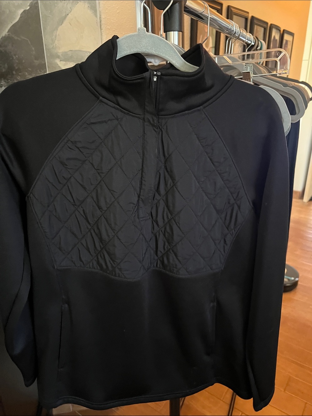 Avia Black Quilted Front Half-Zip Pullover